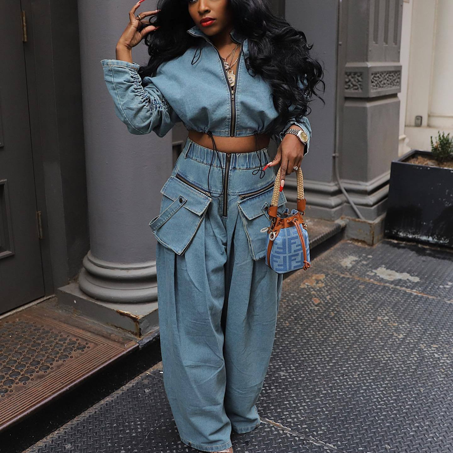 Winter Clothing Material - Denim Two Piece Sets Women Pant