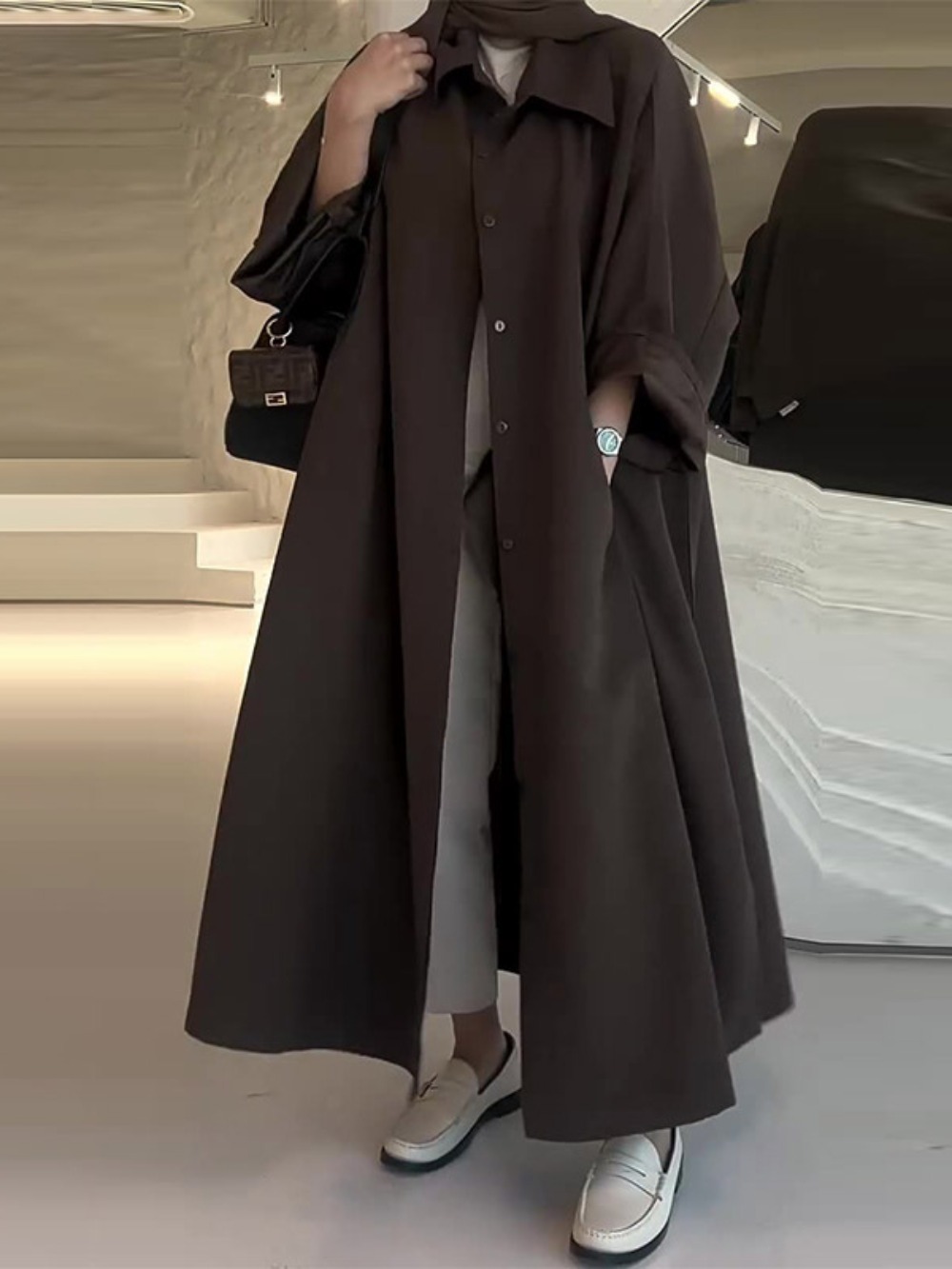 Winter Clothing Material - Eid Muslim Women Abaya Trench Coat