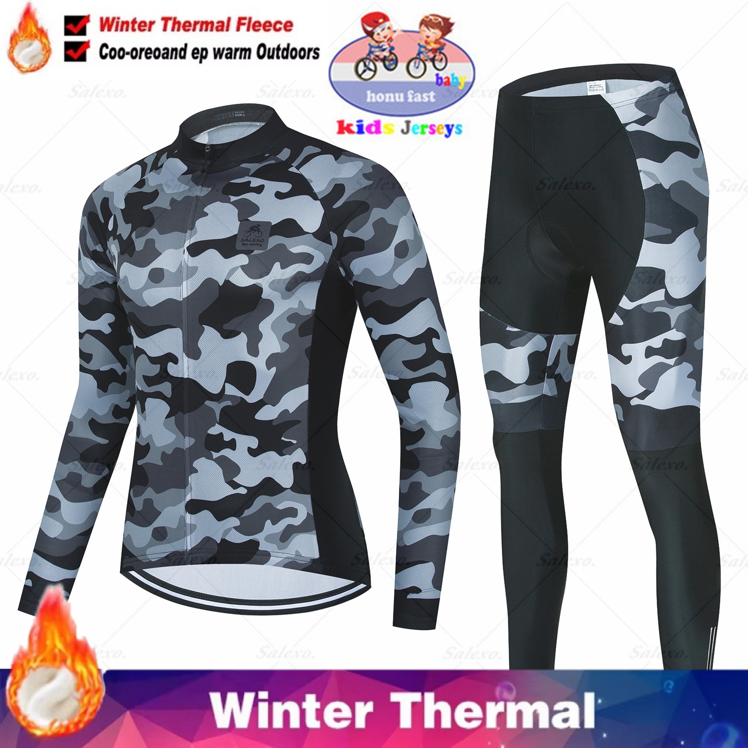 Winter Kids Cycling Jersey Set - Winter Clothing Kids Sale recension och pris