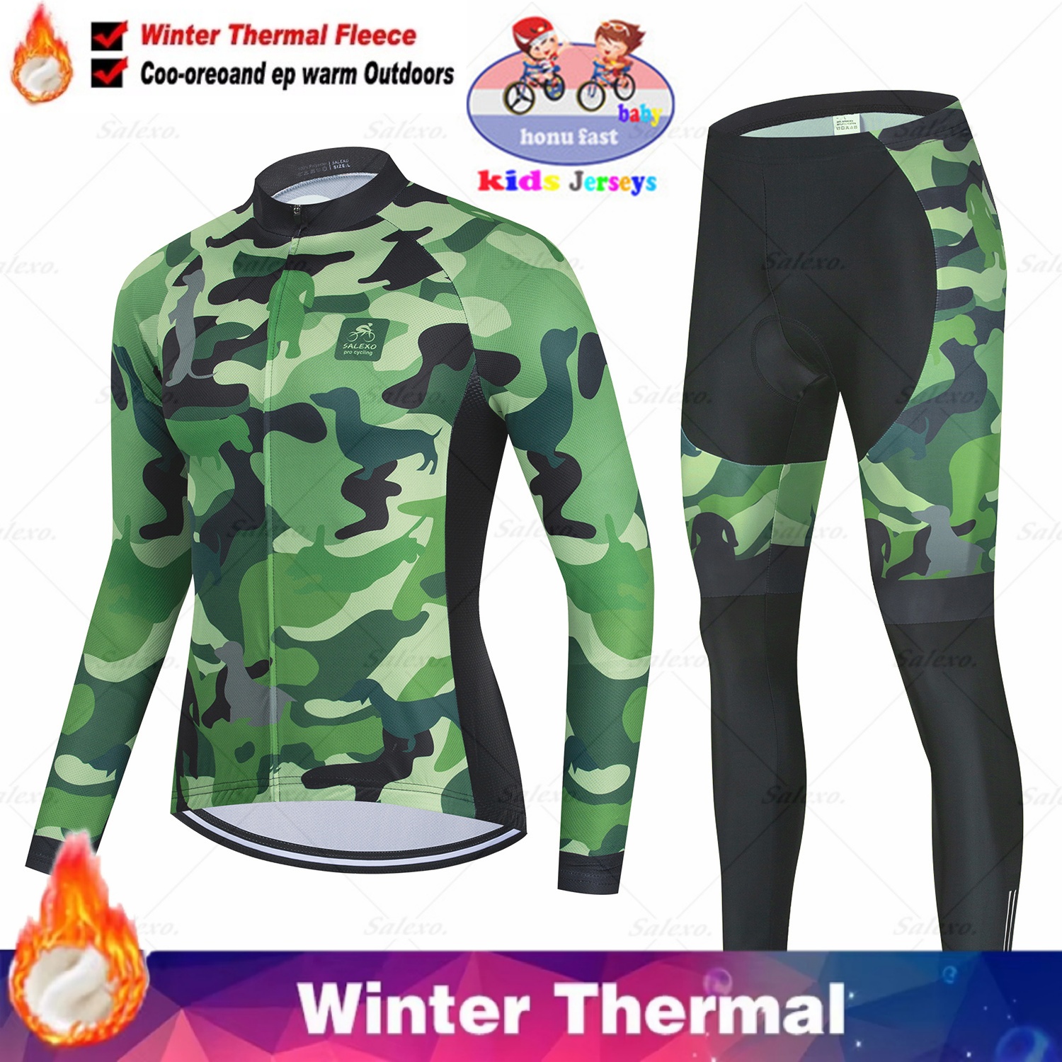 Winter Kids Cycling Jersey Set - Winter Clothing Kids Sale recension och pris