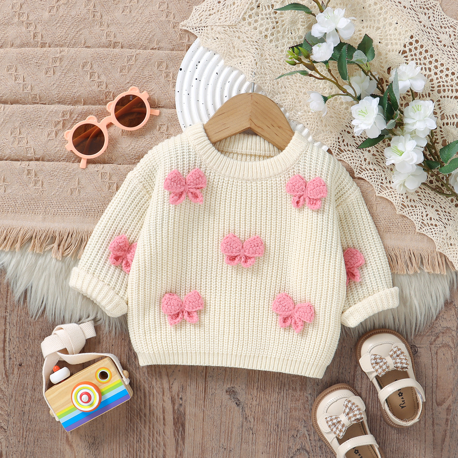 Fashion Bowknot Knitted Baby G - Winter Clothing Newborn recension och pris