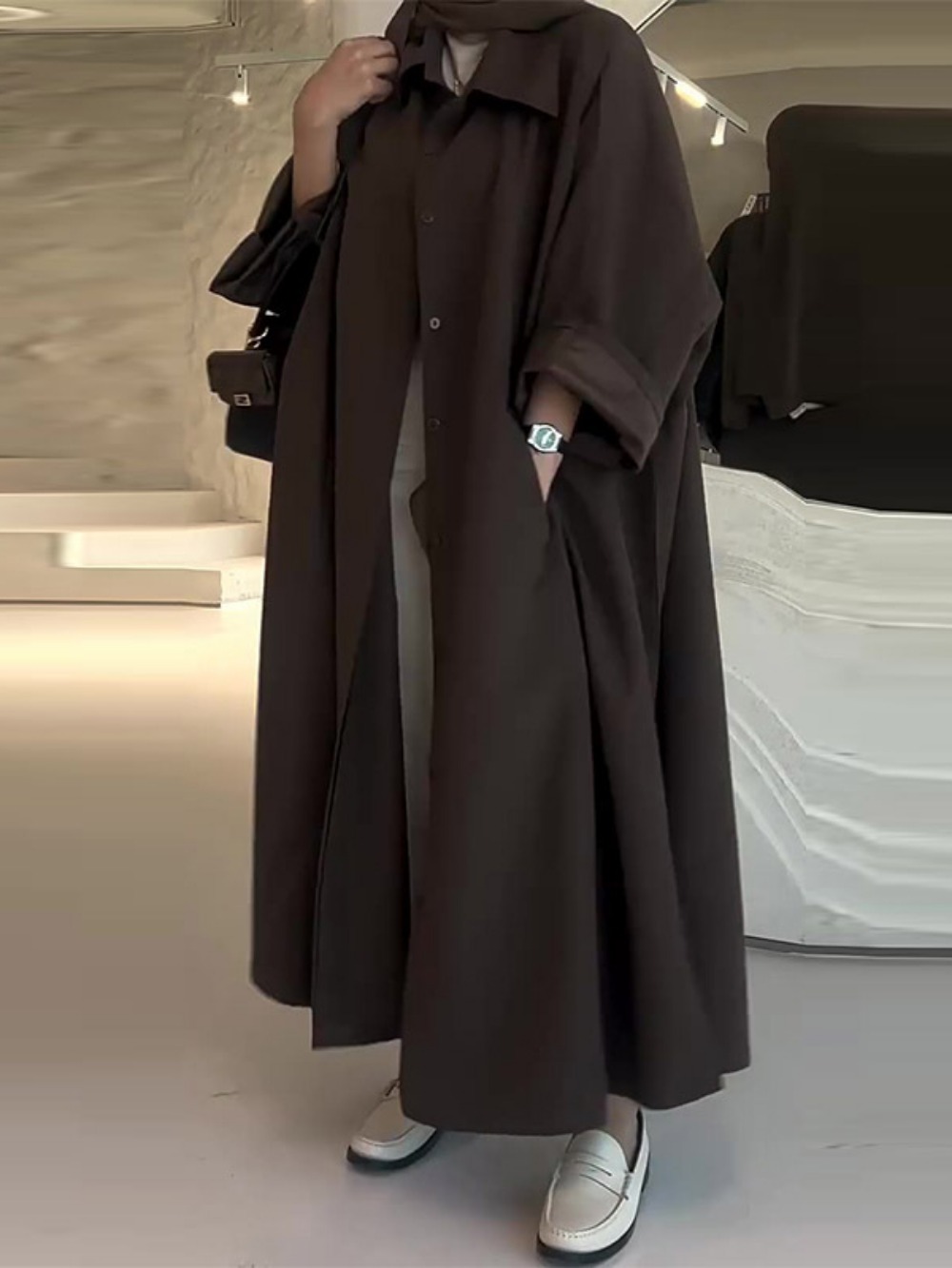 Eid Muslim Women Abaya Trench  - Winter Clothing Material recension och pris