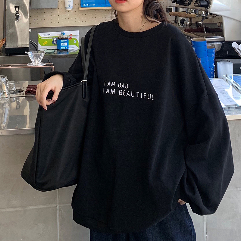 Loose Long Sleeve Letter Print - Winter Clothing Hong Kong recension och pris